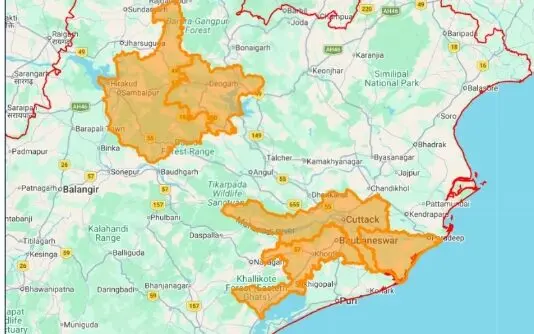 Severe Weather Warning: Heavy Rain and Thunderstorms Expected in Khordha and Kataka by 5:30 PM; Yellow Alert for Puri
